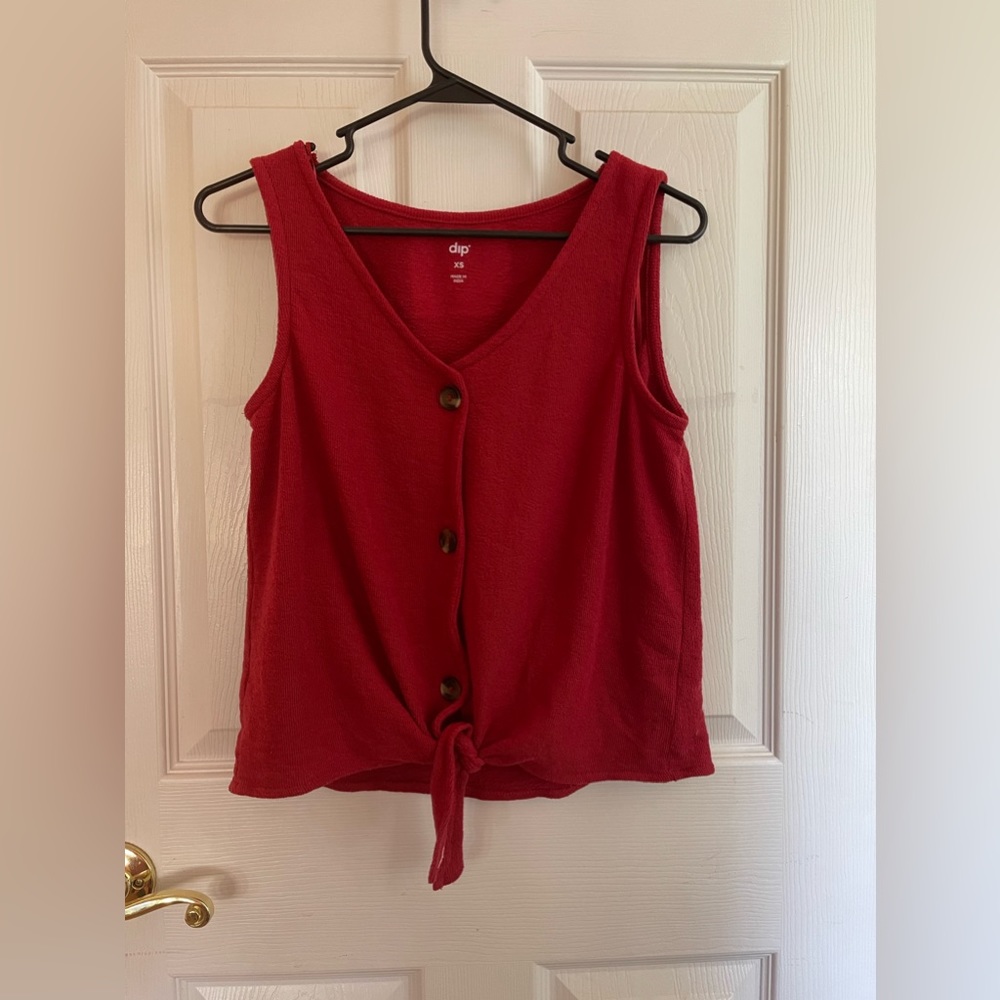 Tie bottom red tank top